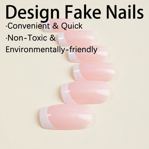 Künstliches Nagelset mit elegantem French-Maniküre-Design Karnz
