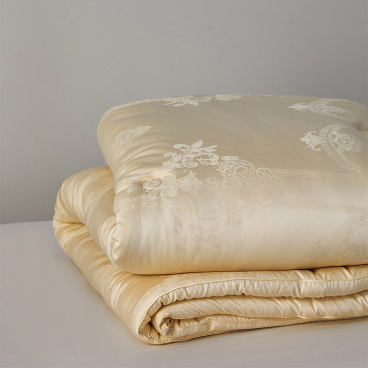 Edle gesteppte Bettdecke mit feinem Jacquard-Relief und Knopftuftung