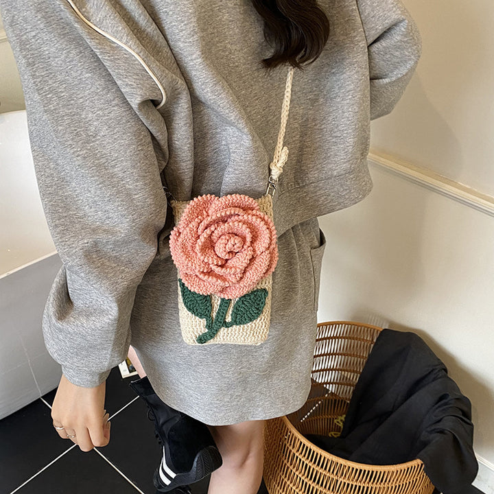 Gehäkelte Sonnenblumen-Schultertasche