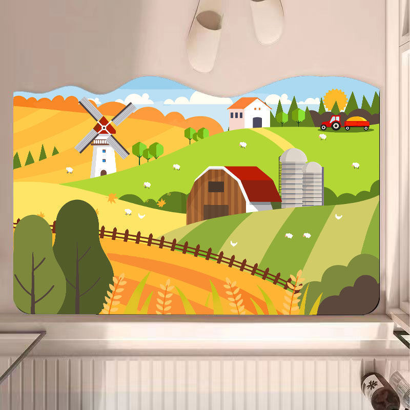Vintage Farm-Themed Plüsch-Teppich