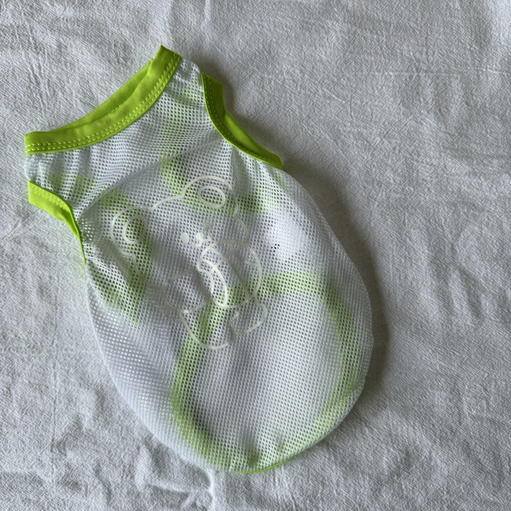 Leichtes atmungsaktives Mesh-Hundeshirt mit reflektierendem Bärenaufdruck und Kontrastbesatz