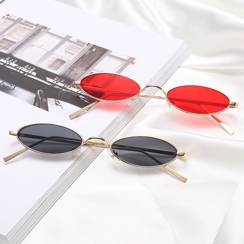 Damen elegante Sonnenbrille im ovalen Metallrahmen Karnz