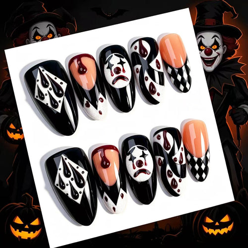 Künstlerisches Press-On Nagelkunstset mit Theaterdesigns