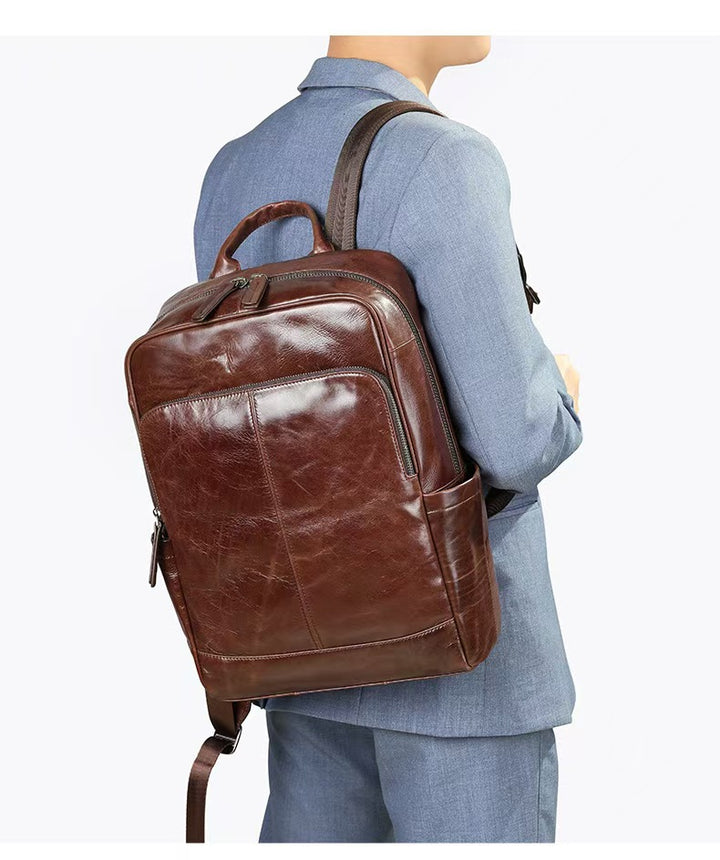 Professioneller Leder Laptop Rucksack