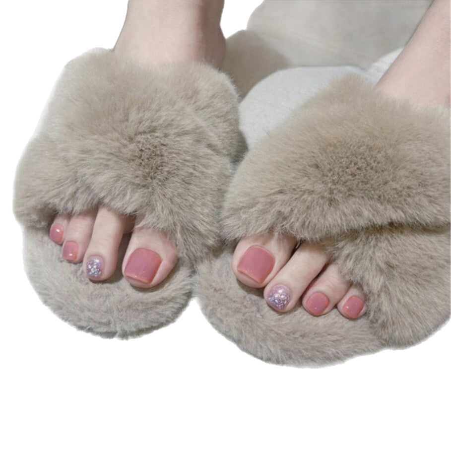 Plüsch-Faux-Fur-Slide-Pantoffeln Karnz