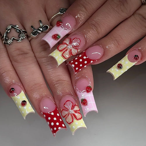 Künstliche Fingernägel mit Kreativen Fruchtmotiven Karnz