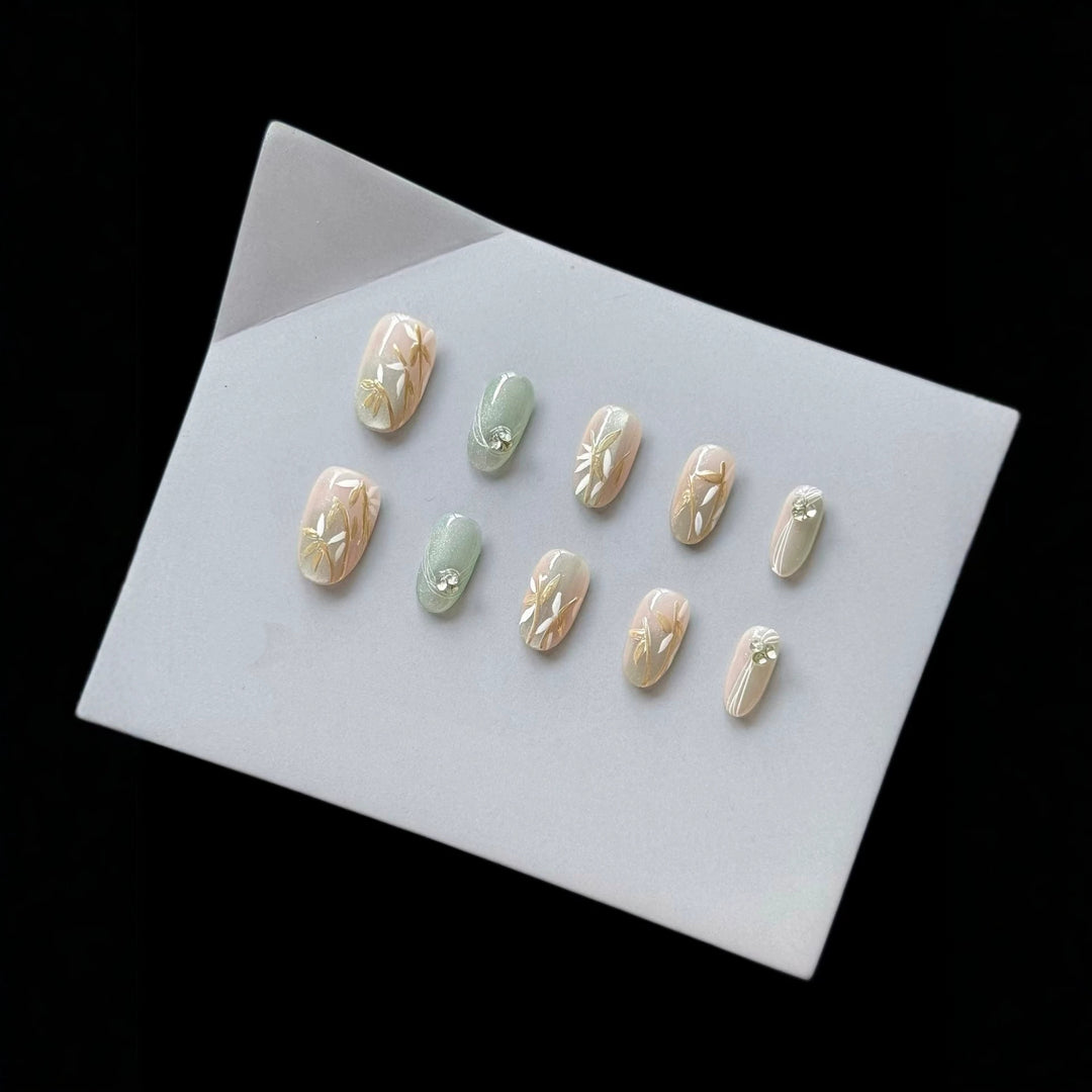 Dekorativer Blumen Press-On Nagelset  1791772955