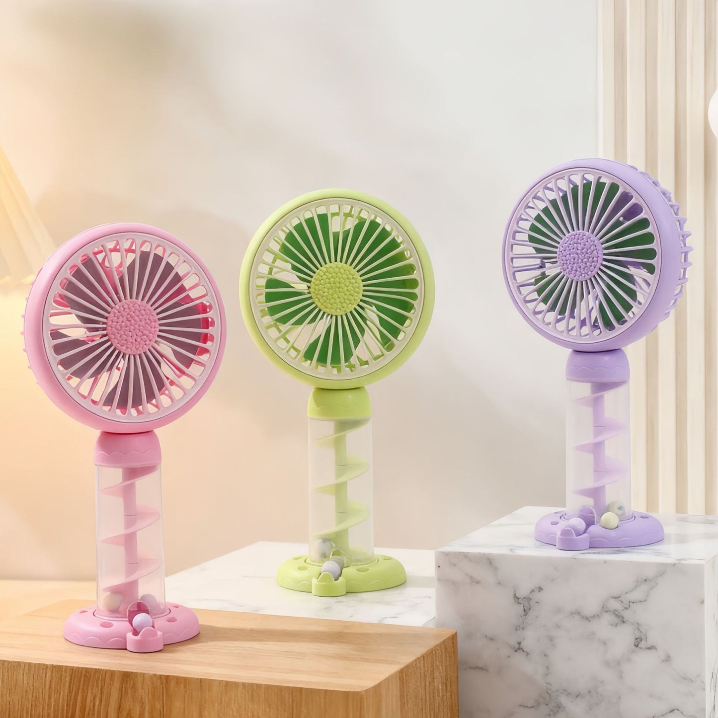 Damen Tragbarer Mini-USB-Ventilator mit kreativem Spiraldesign Karnz
