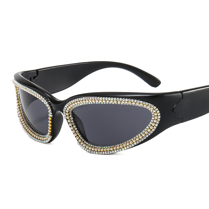 Damen stilvolle Sonnenbrille mit funkelndem Kristallrahmen Karnz