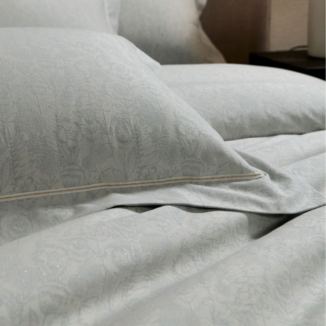 Luxuriöses Jacquard Floral Bettbezug-Set mit Paspelrand