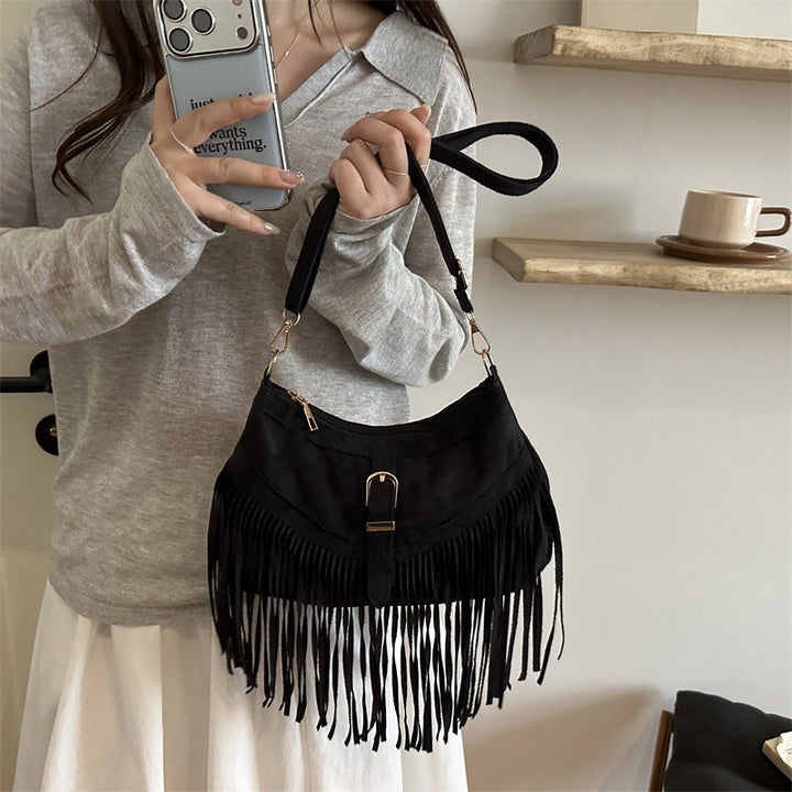 Bohemian Suede Fransen Handtasche