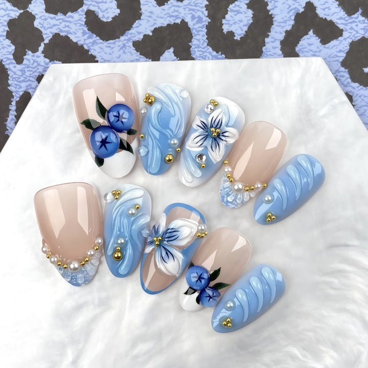 Dekorativer Blumenausdruck-Nagelset 1790745680
