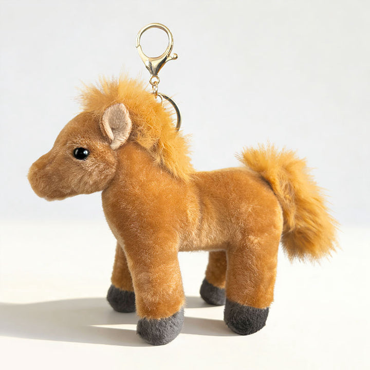 Plüsch Pony Schlüsselanhänger Tasche Charm mit Kunstfell Mähne und Metall-Karabinerhaken Karnz