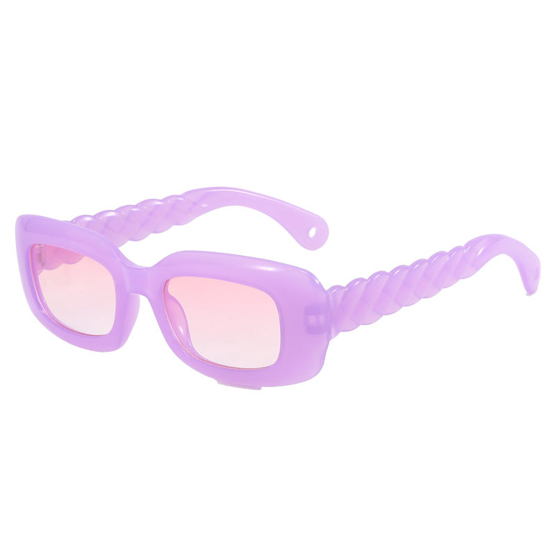 Damen modische quadratische Sonnenbrille mit einzigartigem gedrehten Bügeldesign Karnz