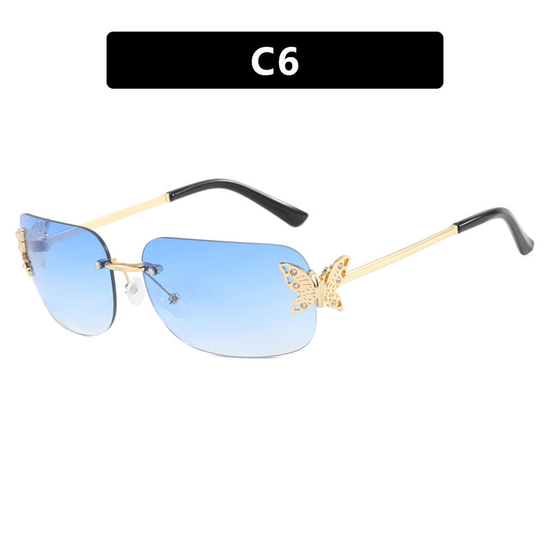 Damen modische Sonnenbrille mit filigranem Schmetterlingsdesign und schützenden Gläsern Karnz