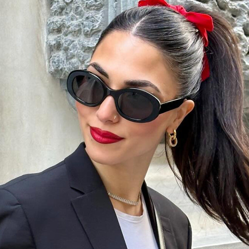 Damen runde Sonnenbrille mit elegantem Kunststoffrahmen und UV-Schutz Karnz