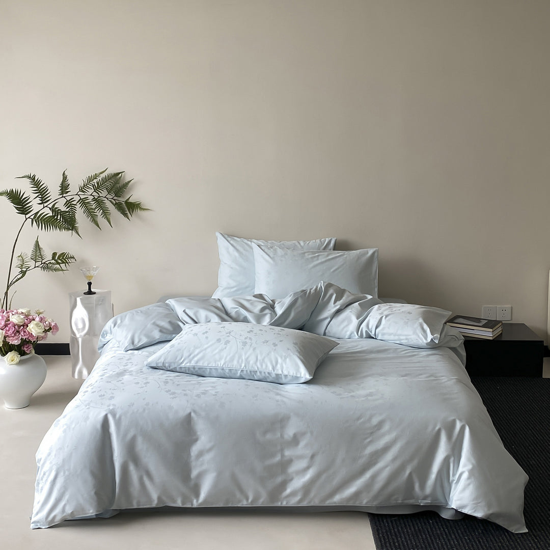 Luxus Baumwollsatin Bettbezug Set mit subtiler floraler Jacquard