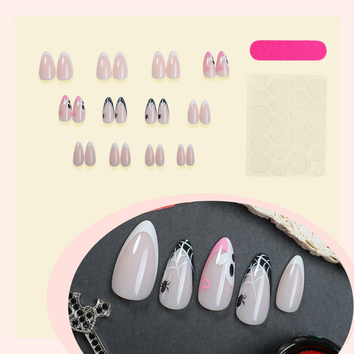 Halloween-Themed Press-On Nail Art Set mit Spider- und Ghost-Designs