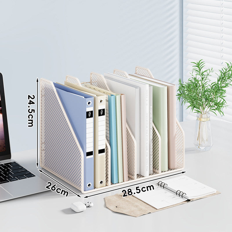 Mesh Desktop Vertical File and Folder Organizer Rack mit breiten Fächern und rutschfestem Sockel