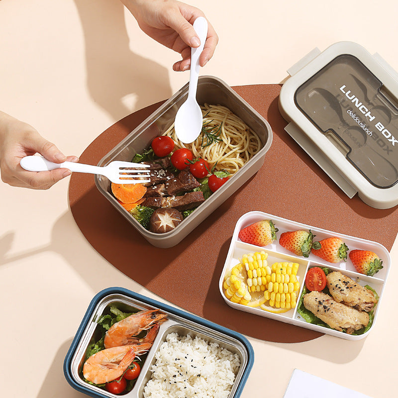 Mehrschichtige isolierte Bento-Lunchbox mit eingebautem Besteck