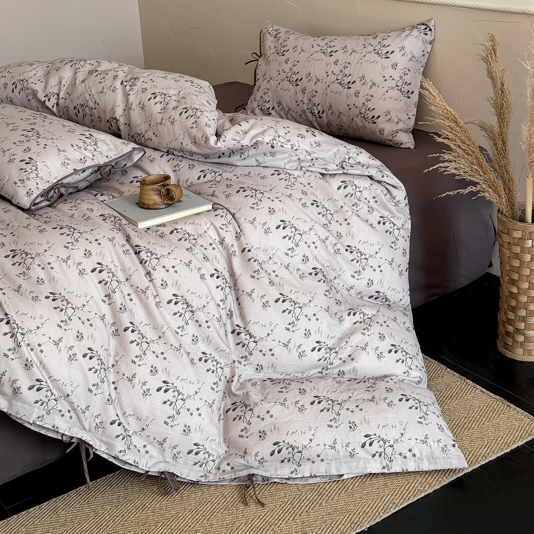 Patchwork Floral Cotton Percale Bettwäsche Set mit Knopfverschluss und Eckenbindungen