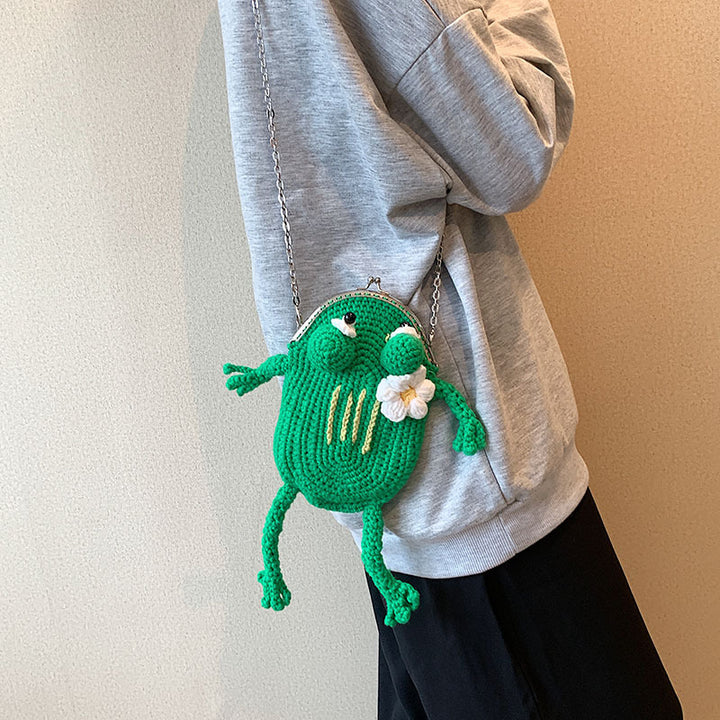 Froschförmige gehäkelte Mini-Handtasche