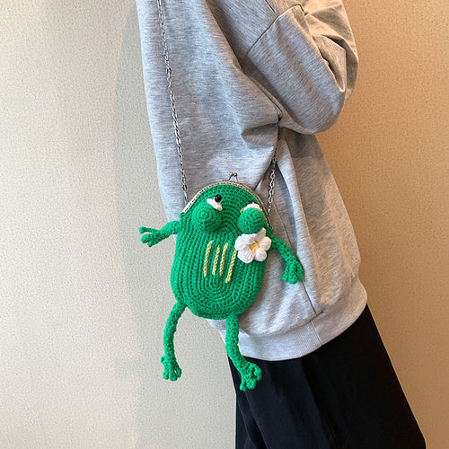 Froschförmige gehäkelte Mini-Handtasche