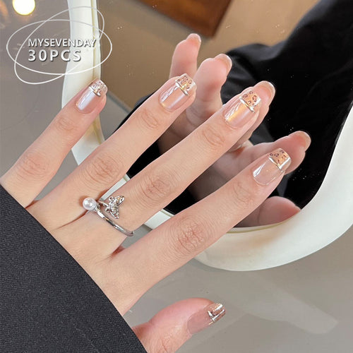 Elegante mit Strass verzierte Press-On-Nägel Set Karnz