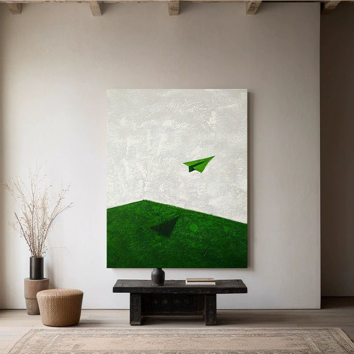 Abstractes Papierflugzeug Leinwandkunstwerk