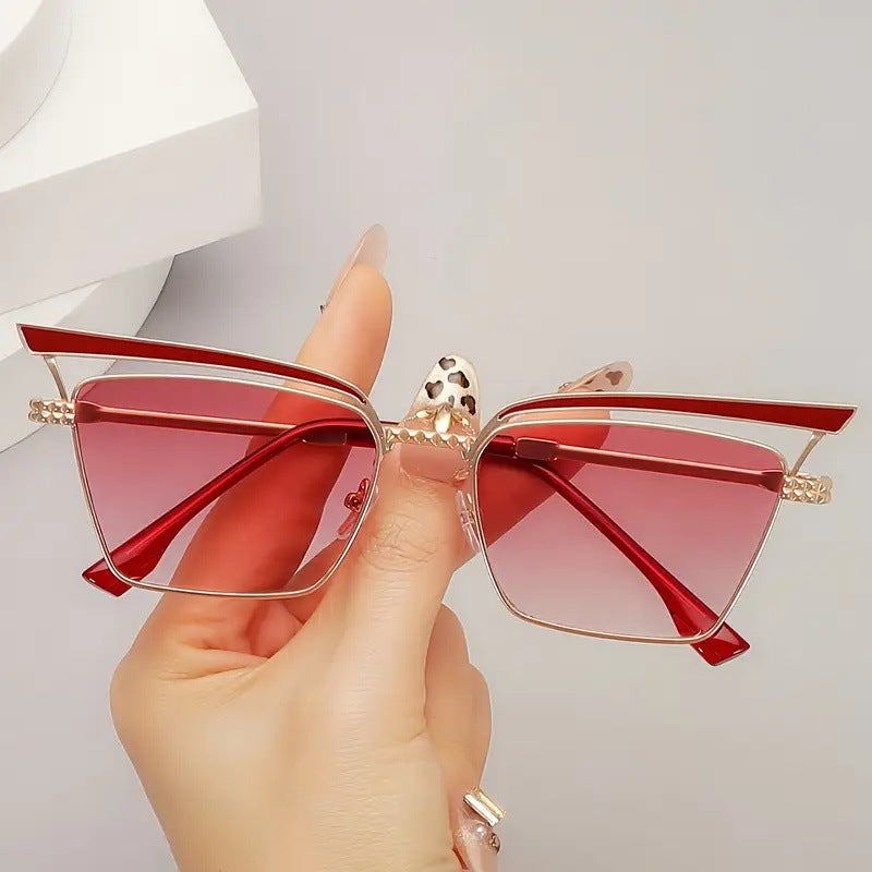 Damen quadratische Designer-Brille mit filigranem Metallrahmen Karnz