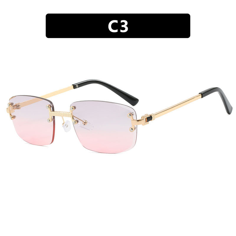 Damen elegante quadratische Sonnenbrille mit transparenten Gläsern und hochwertigem Metallrahmen Karnz