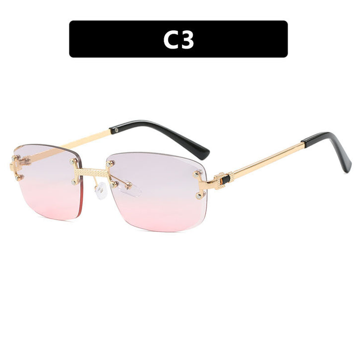 Damen elegante quadratische Sonnenbrille mit transparenten Gläsern und hochwertigem Metallrahmen Karnz