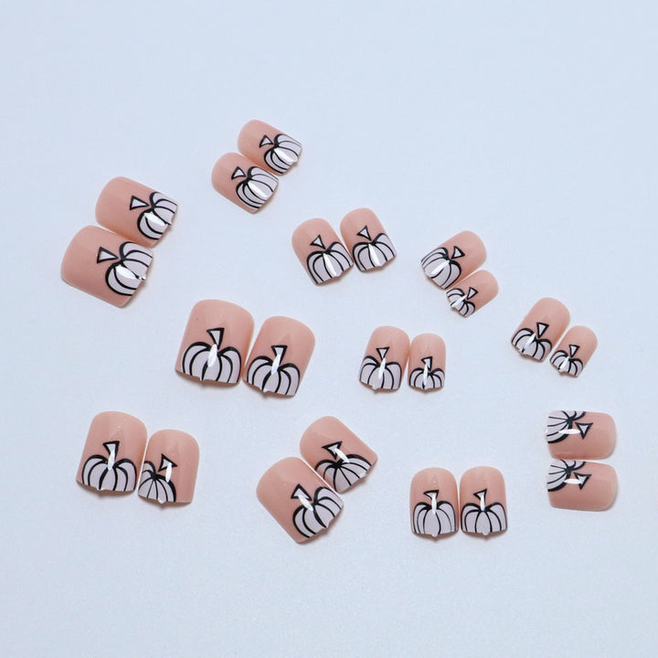 Künstlerisches Kürbis-Thema Press-On Nagelset Karnz
