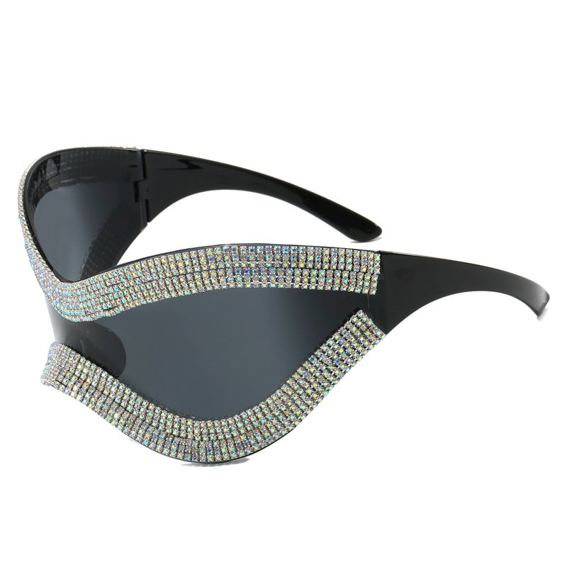 Damen glamouröse Sonnenbrille mit strassbesetztem Rahmen Karnz