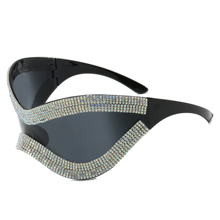 Damen glamouröse Sonnenbrille mit strassbesetztem Rahmen Karnz