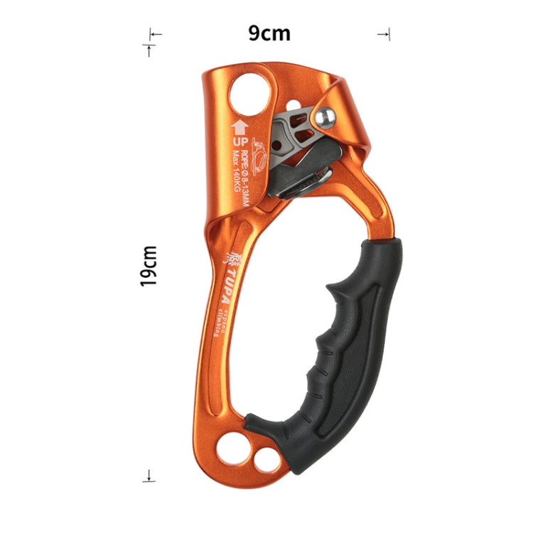 XINDA TP-8606 Outdoor-Kletter-Luftarbeit-Seilgreifer mit Absturzsicherung für Seile mit 8-12 mm Durchmesser, rechts (Orange)