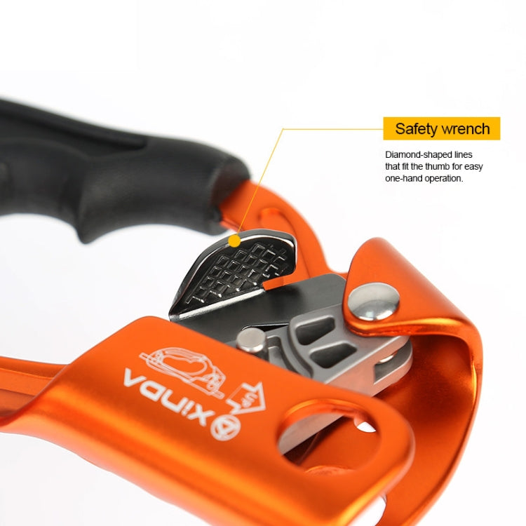 XINDA TP-8606 Outdoor-Kletter-Luftarbeit-Seilgreifer mit Absturzsicherung für Seile mit 8-12 mm Durchmesser, rechts (Orange)
