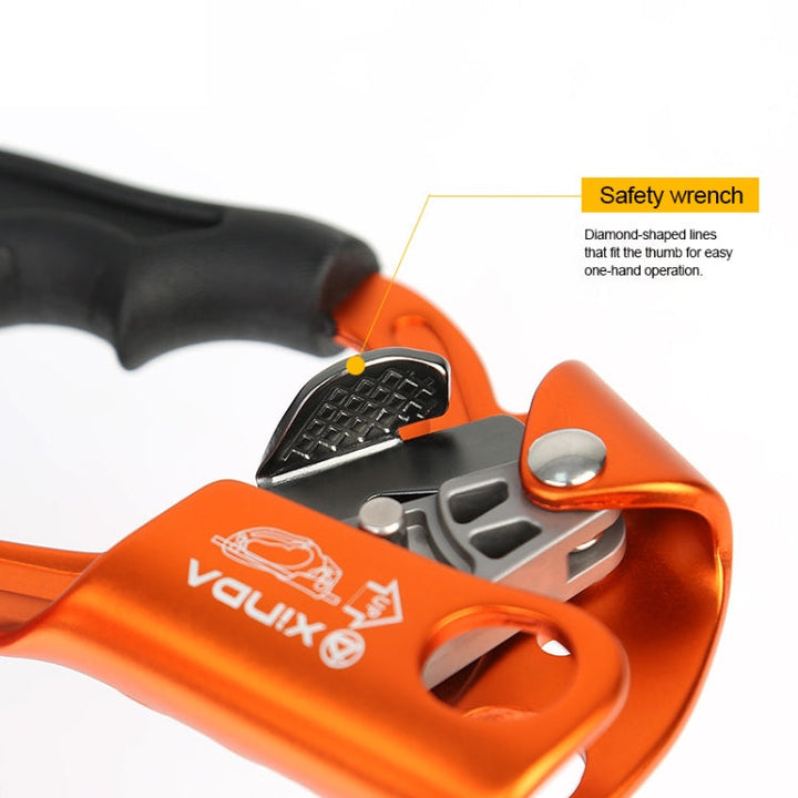 XINDA TP-8606 Outdoor-Kletter-Luftarbeit-Seilgreifer mit Absturzsicherung für Seile mit 8-12 mm Durchmesser, rechts (Orange)