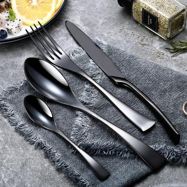 Onyx Jet Black Silberbesteck Set | Karnz