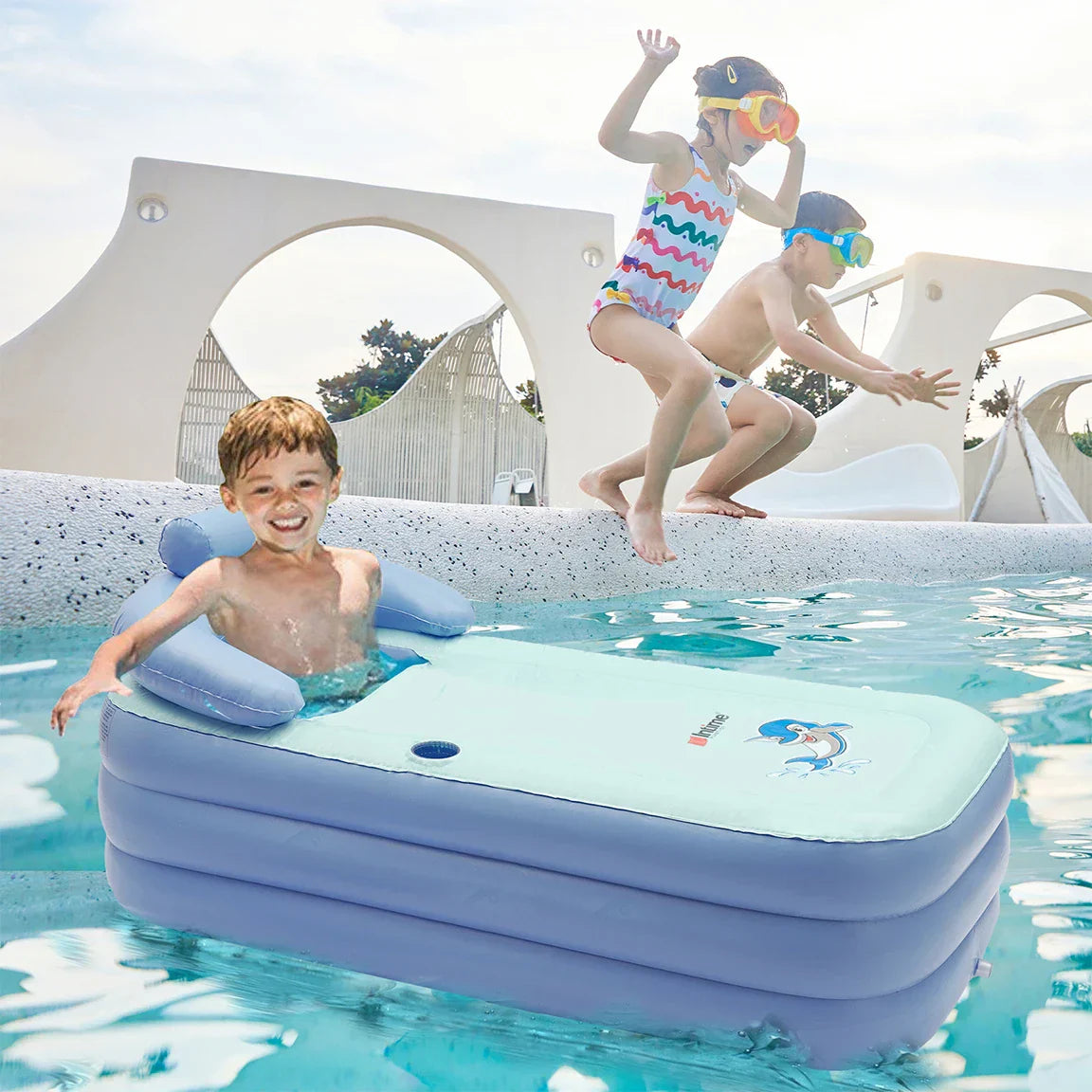 Aufblasbare Babybadewanne mit Polsterunterstützung – Bequemer und sicherer Pool für Babys | Karnz