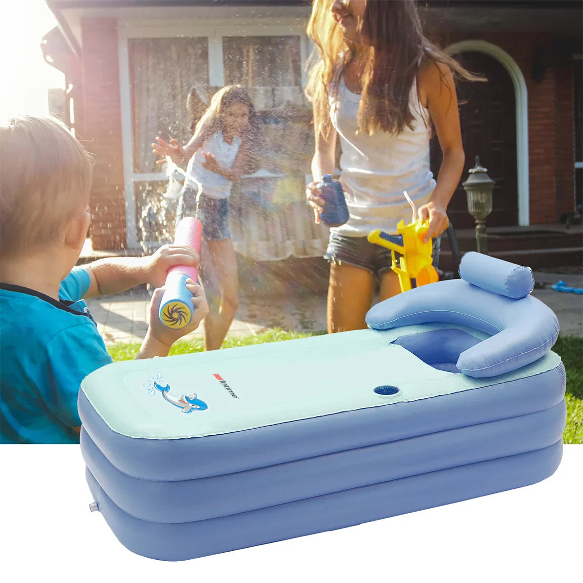 Aufblasbare Babybadewanne mit Polsterunterstützung – Bequemer und sicherer Pool für Babys | Karnz