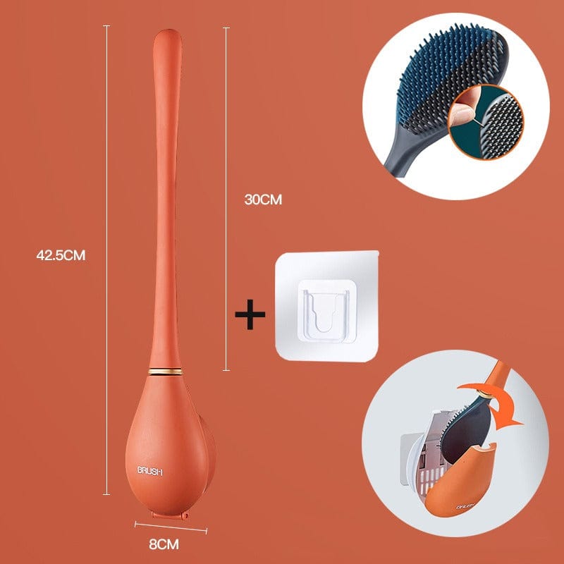 Hygienische Silikon-Toilettenbürste mit Wandhalterung und schnelltrocknendem Design