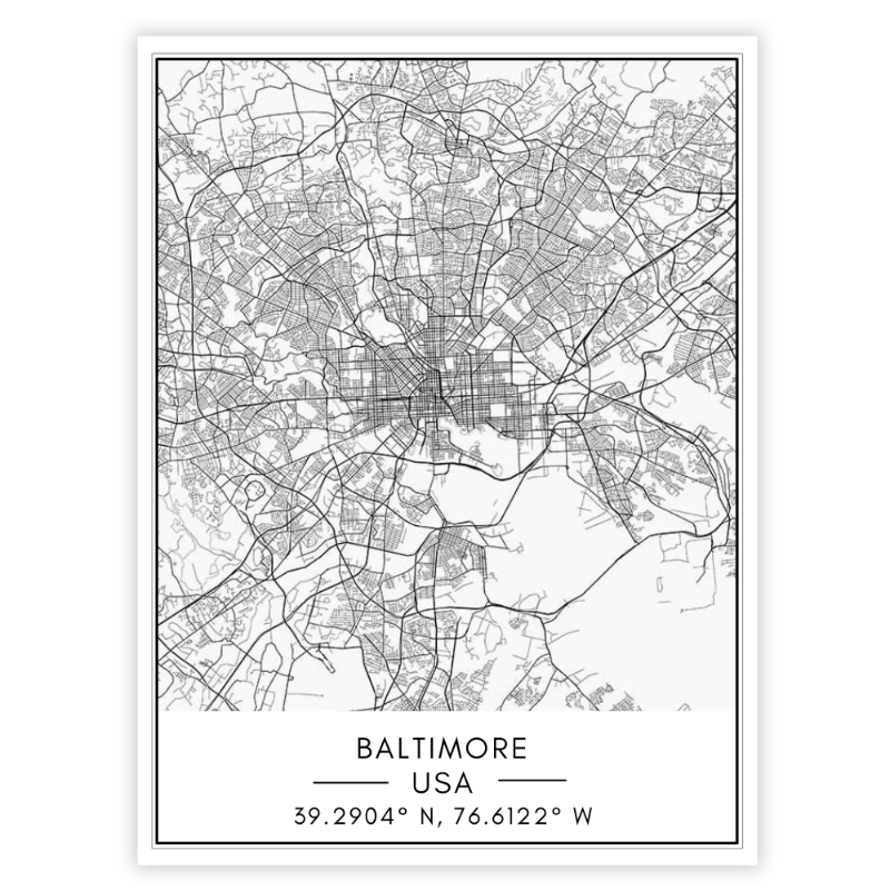 Baltimore Stadtkarte - Leinwand Wandkunst Gemälde