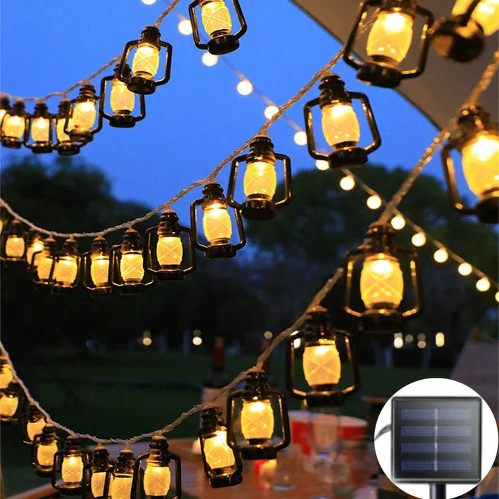 Solarbetriebene LED Lichterkette mit Flammeneffekt – Dekorative Außenbeleuchtung für Garten und Terrasse | Karnz