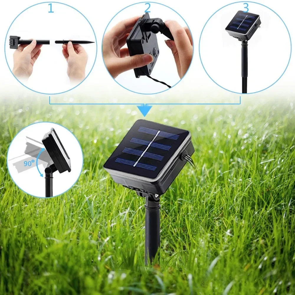 Solarbetriebene LED Lichterkette mit Flammeneffekt – Dekorative Außenbeleuchtung für Garten und Terrasse | Karnz