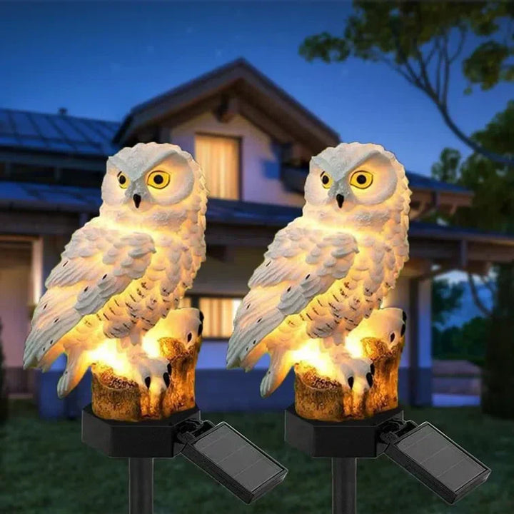 Solarbetriebene Gartenlampe mit dekorativem Eulen-Design – LED Außenleuchte für den Garten | Karnz