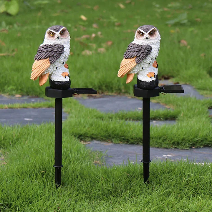 Solarbetriebene Gartenlampe mit dekorativem Eulen-Design – LED Außenleuchte für den Garten | Karnz