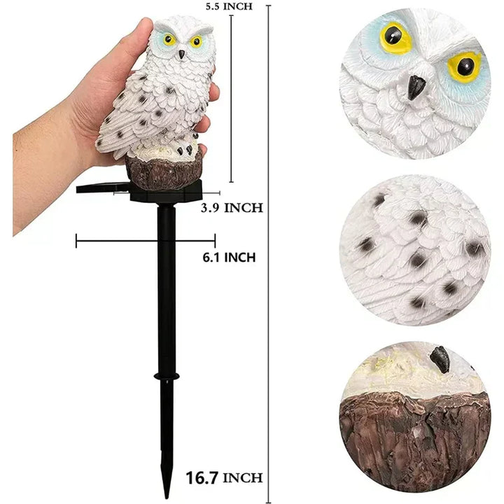 Solarbetriebene Gartenlampe mit dekorativem Eulen-Design – LED Außenleuchte für den Garten | Karnz