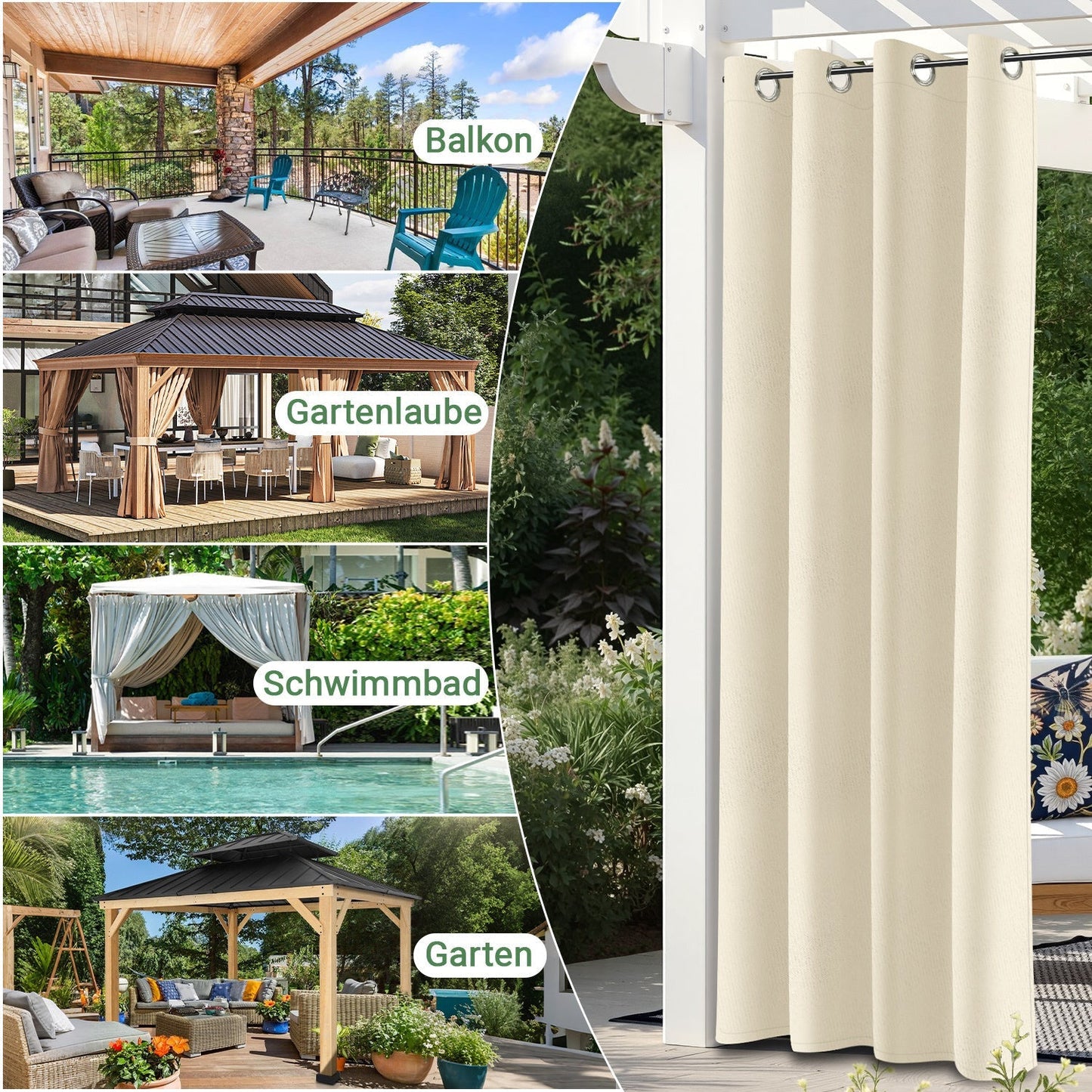 Outdoor Vorhang Wasserdicht mit Ösen | Karnz