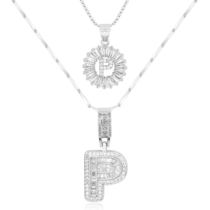 Karnz | 2pc 14k Diamant Buchstaben Initialen Halsketten